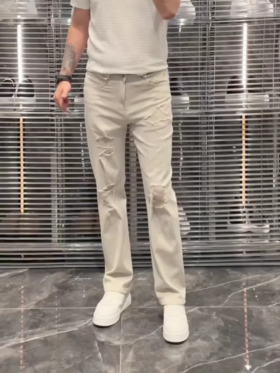 

High-Quali Slim Fit Men's Straight Leg Jeans Faionable Urban Sle Summer Casual Wear Antibacterial High Stretch Denim