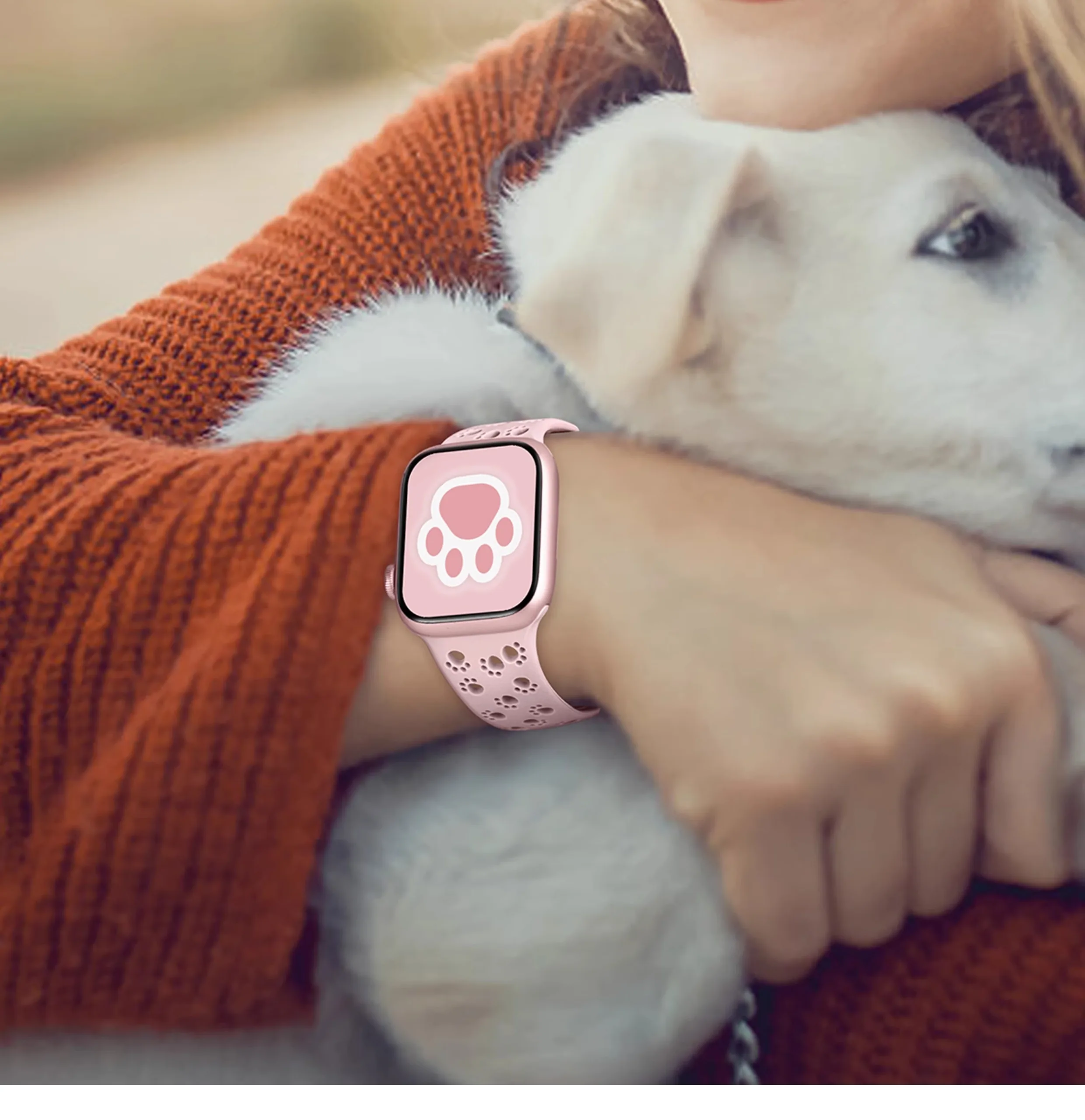 الكلب باو سيليكون حزام ل سوار ساعة يد آبل 45 مللي متر 40 38 42 49 44 41 مللي متر الجوف التدريجي سوار ل iWatch سلسلة 9 الترا 8 7 SE 6 5 4