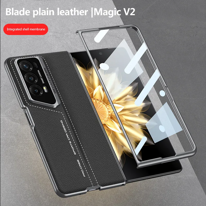 Leather Phone Case For Honor Magic V2 Ultra Slim Shockproof Protective Back Cover