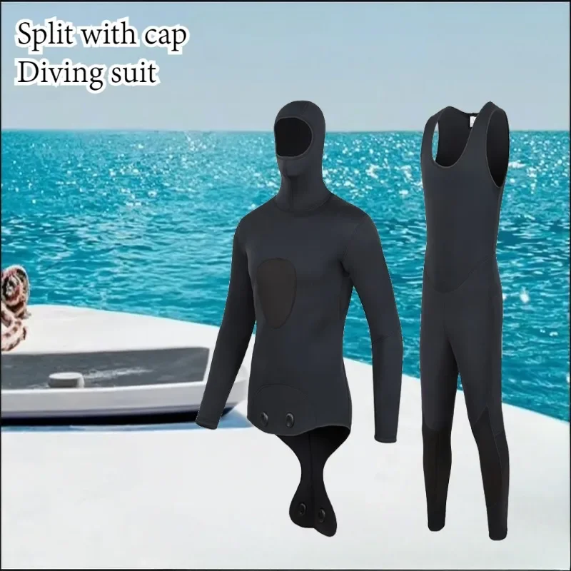 3mm Neoprene Men's Hooded Scuba Diving Wetsuit Winter Warm Front Zipper for Surfing Snorkeling Spearfishing & Diving