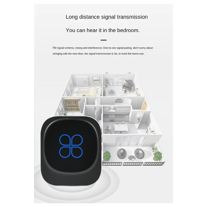 مقاوم للماء جرس الباب الذكي جرس الباب اللاسلكي IP68 جرس الباب المنزلي ذكي 38 أغنية 4-Level التحكم في مستوى الصوت