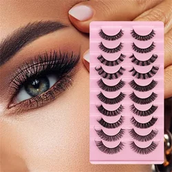 10Pairs Lashes D Curl 10-16mm Russian Lashes 3D Mink Eyelashes Reusable Fluffy Russian Strip Lashes eyelashes extensions