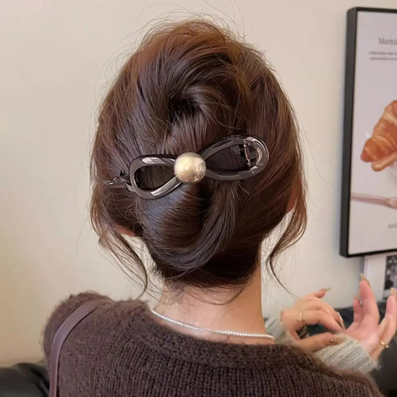 Neue gedrehte Haarspange aus Kunststoff, Imitationsperle, Haarnadel, gedrehtes Design, Haarnadel, Haarspangen, Damen-Haar-Accessoires – Detail 6