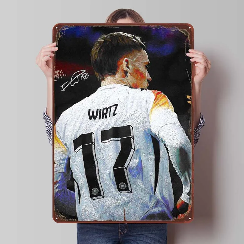 Florian Wirtz Jersey Sign Sports Metal Poster Gaming Room Decoration Home Custom Metal Tin Signs for Wall Art Decoration Retro