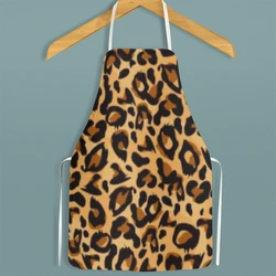 Fashion Leopard Grain Apron Waterproof Oil-Proof Cute Household Apron for Kitchen Baking Accessories Studio Coffee Shop Overalls