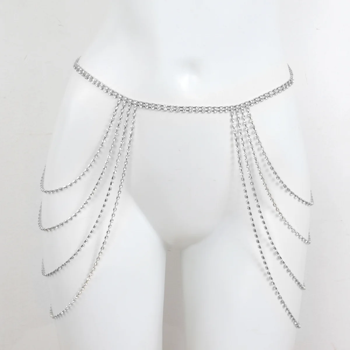 Golden Rhinestone Waist Chain Multi Layer Draped Hip Body Jewelry Sparkling Summer Beach Bikini Harness Accessories Women