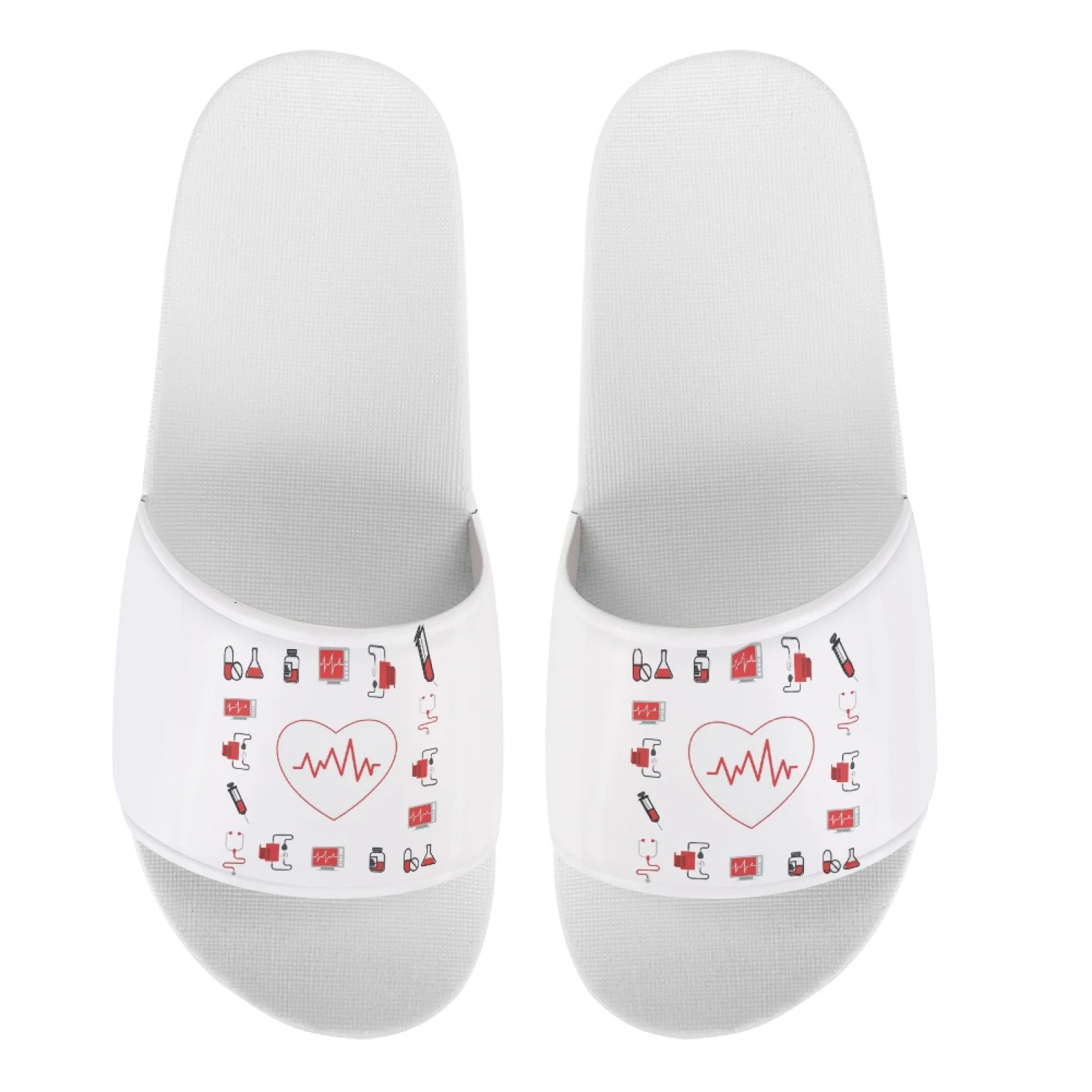 2025 Summer Beach Slippers for Women Cardiogram Print Woman Slides Sandals Casual Bathing Shoes Ladies Flats Home Indoor Slipper
