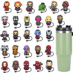 1-26PCS Hot Toys Series Cartoon Disney Marvel series   Straw Cover Cap Compatible With 30&40Oz  10MM Drink Straw Plug Reusable