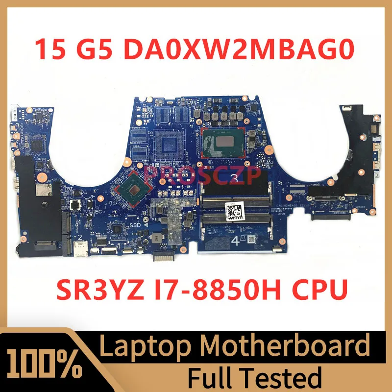 DA0XW2MBAG0 Mainboard For HP ZBook 15 G5 Laptop Motherboard SR40E With SR3YZ I7-8850H CPU 100% Fully Tested Working Well