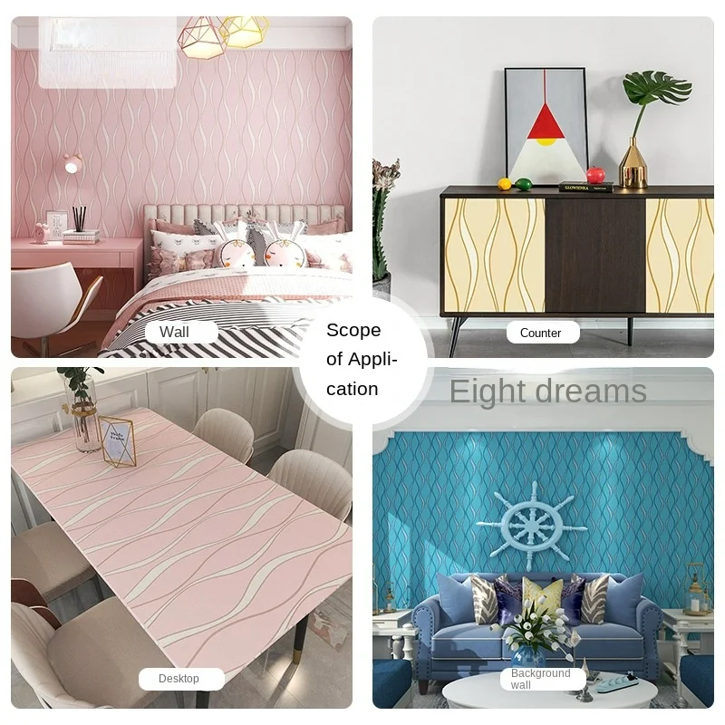 Wallpaper Waterproof Bedroom Living Room Dining Room Wall Home Decoration Sticker Self-adhesive Waterproof Pvc Line TV Desktop