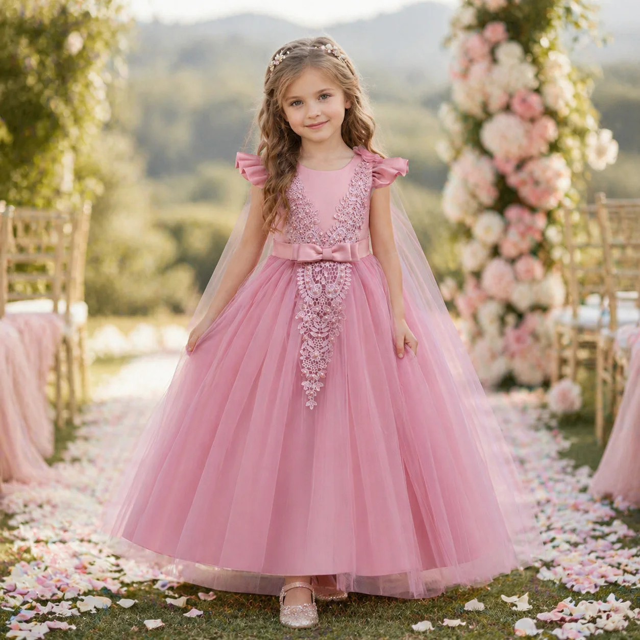 4–12 Jahre alt, verkleidetes Tanzparty-Mädchenkleid, Tüll-Mädchen-Hochzeitskleid, elegantes Mädchen-Partykleid, Kinder-Weihnachtskleid