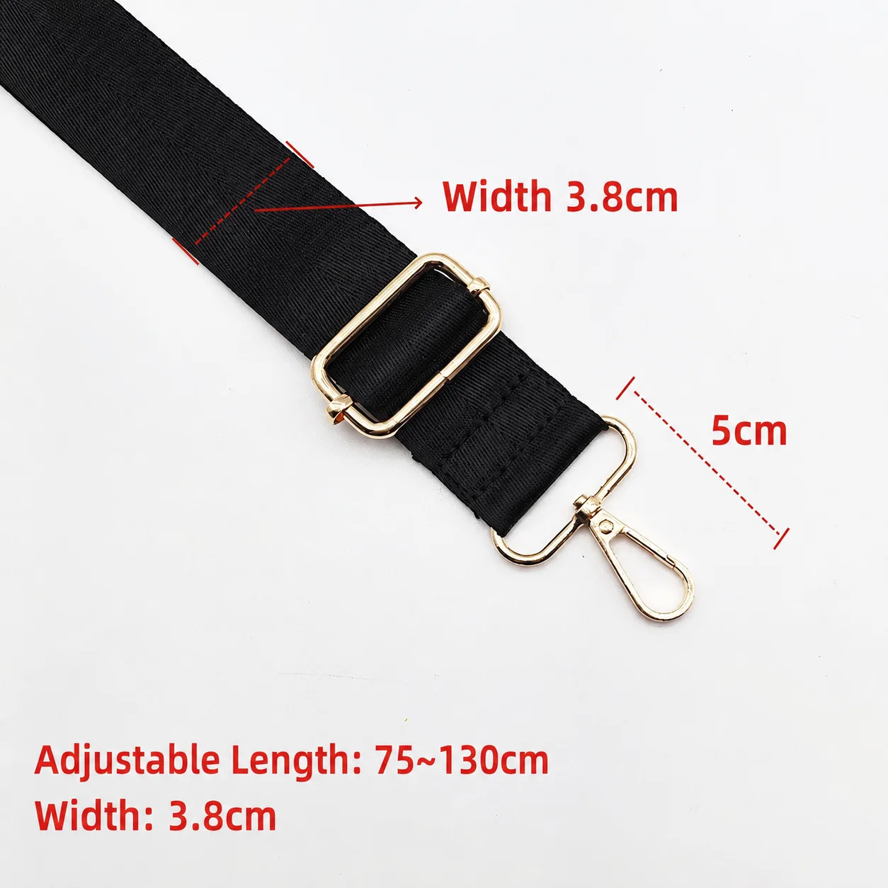 Adjustable Shoulder Strap Breathable Nylon Bag Strap 3.8cm Wide Strap Gold-Tone For Daily Outings Shoulder Bags Short Trips
