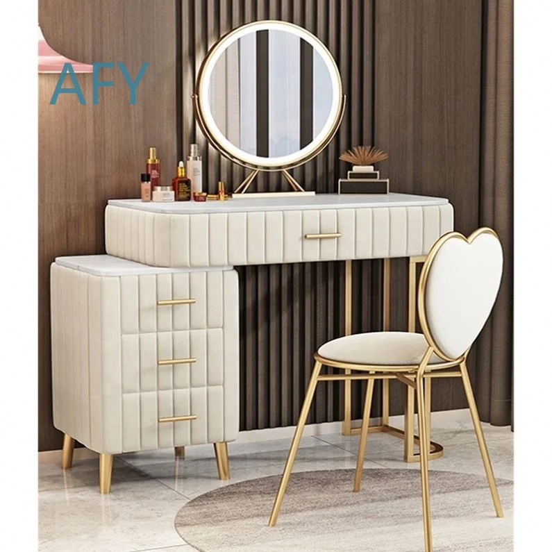 Modern Simple Dressing Table and Chair Set with Drawers Mirror for Bedroom Hotel Villa Use Eco Friendly Storage for iPhone