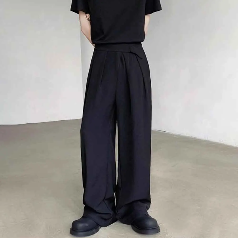 

Autumn New Men's Solid Color Straight Suit Trousers American Retro Fashion Trend Loose Casual Simple Breathable Men's Bottoms