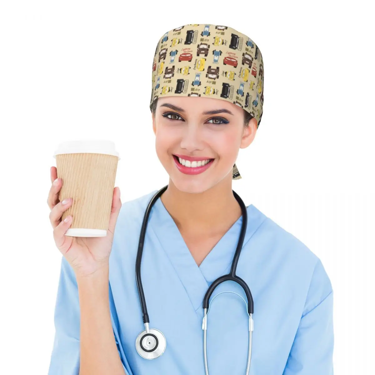 Custom Cartoon 95 Racing Cars Kingdom Animation Pattern Breathable Scrub Hat Surgical Scrub Caps Nurse Medical Cap  Scrubs Hat