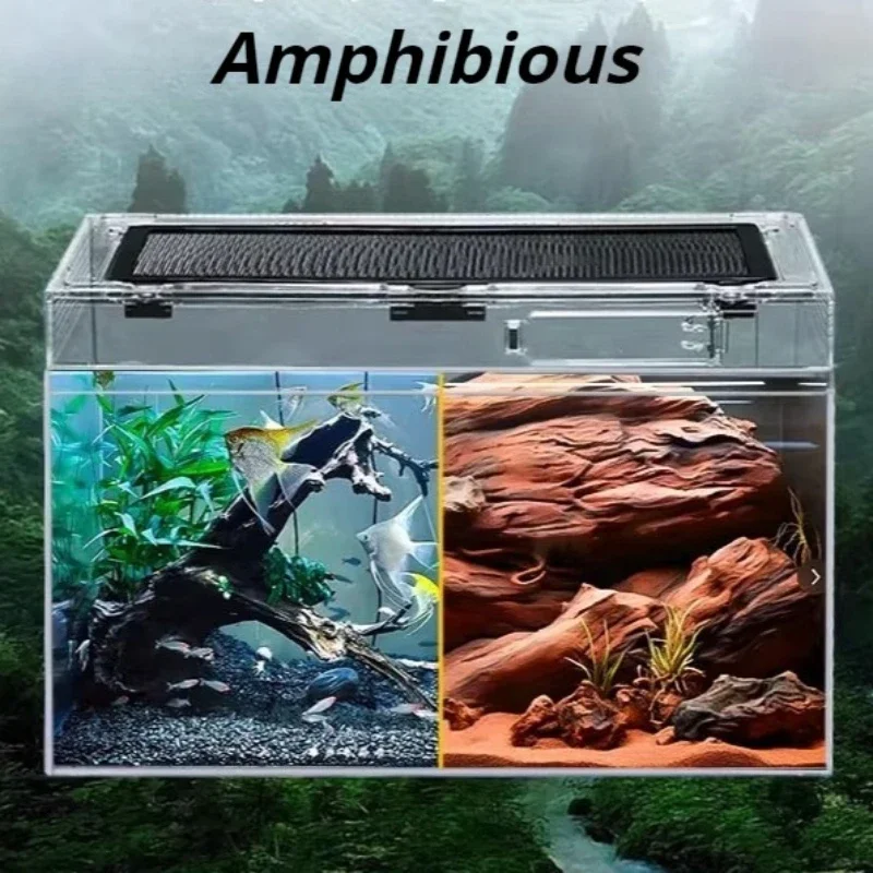 Amphibious Reptile Breeding Box Hermit Crab Lizard Scorpion Terrarium Snake Transparent Escape-proof Reptile Box Small Pet view 3