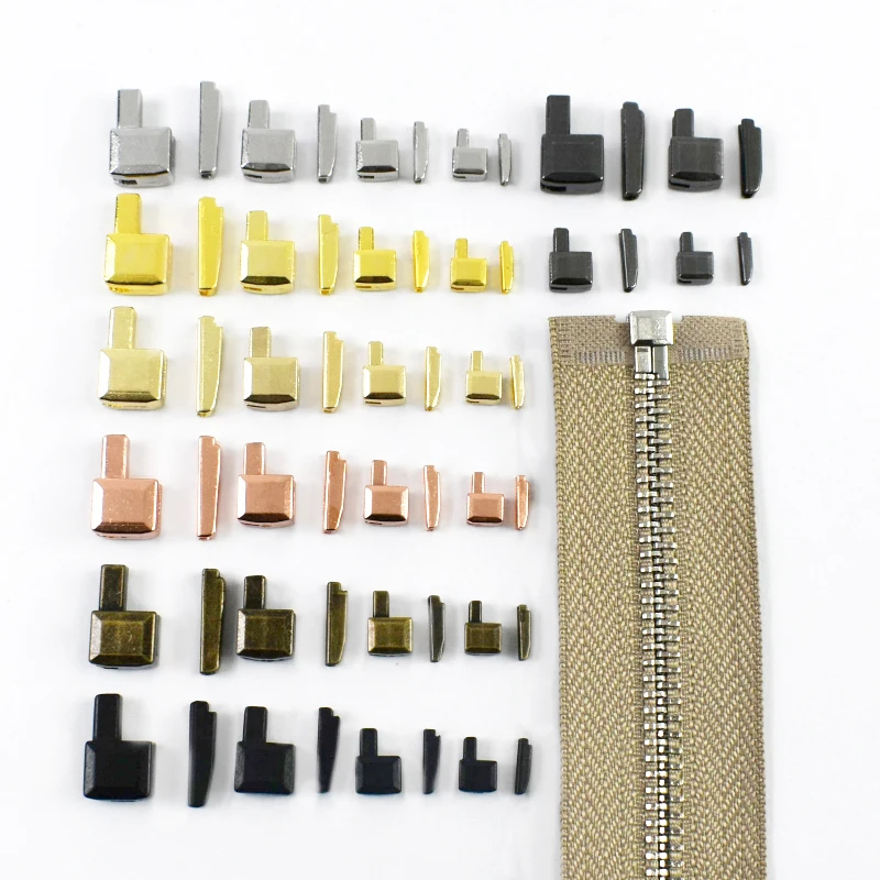 

20/50Sets 3#5#8#10# Open End Zip Tail Plug Metal Zips Stopper Clothing Zippers Slider Bottom Socket Repair Kit Zipper Accessory