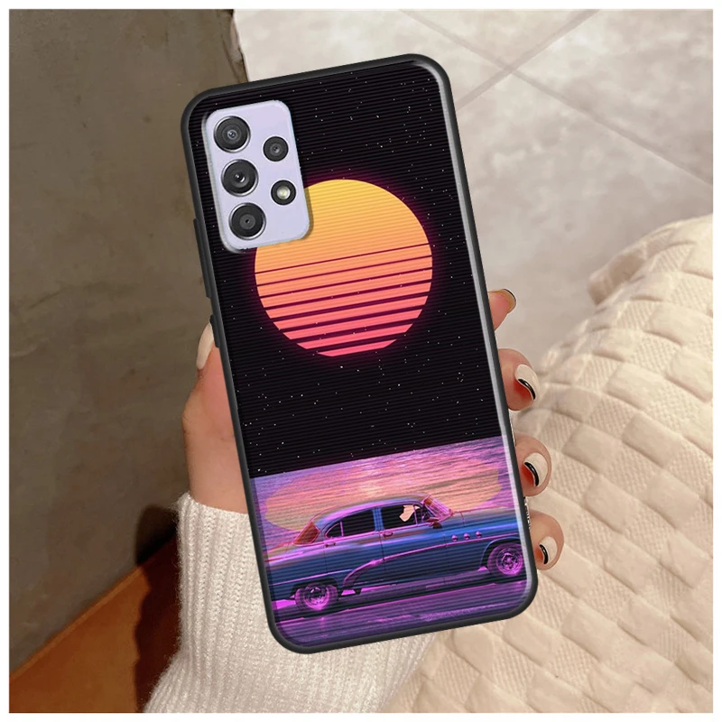 Synthwave 80s Retro Car Case For Samsung Galaxy A14 A34 A54 A12 A22 A32 A42 A52 A13 A23 A33 A53 A50 A51 A71 Cover