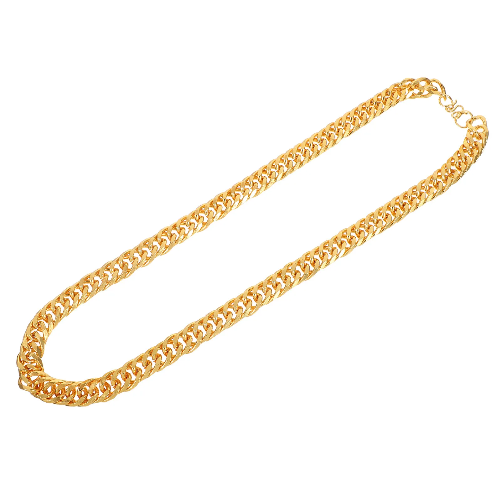 Chunky Gold Tone Alloy Necklace for Men Teenagers 60Cm Hip Hop Curb Chain Shiny Polished Nickel Lead Free Casual Party Bar