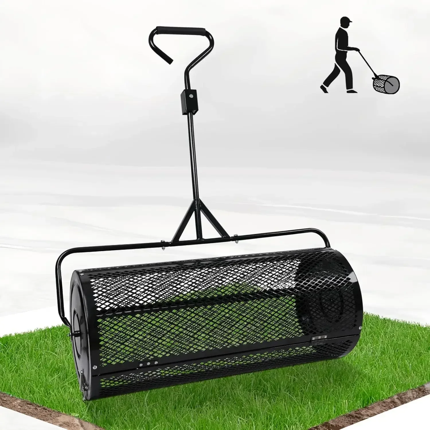 

Compost Spreader Peat Moss Spreader Push Tow Metal Roller For Manure Lawn Care Garden Spreading Top Dressing Mulch Soil Spreader