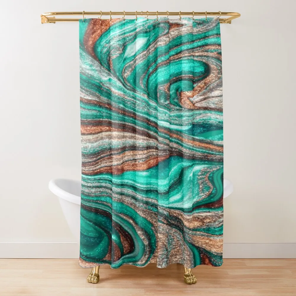 

Copper and Green Patina Molten Swirl Test Shower Curtain For Bathroom Shower Curtain