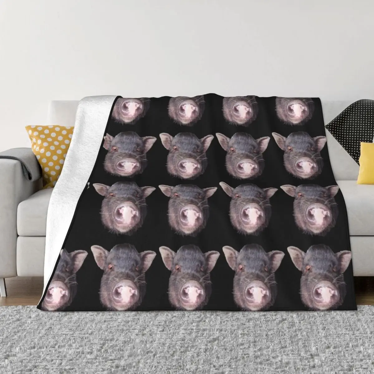 Black Pig, Potbellied pig, For the Love of Pigs! Throw Blanket Plaid on the sofa Decorative Sofa Blankets Retro Blankets