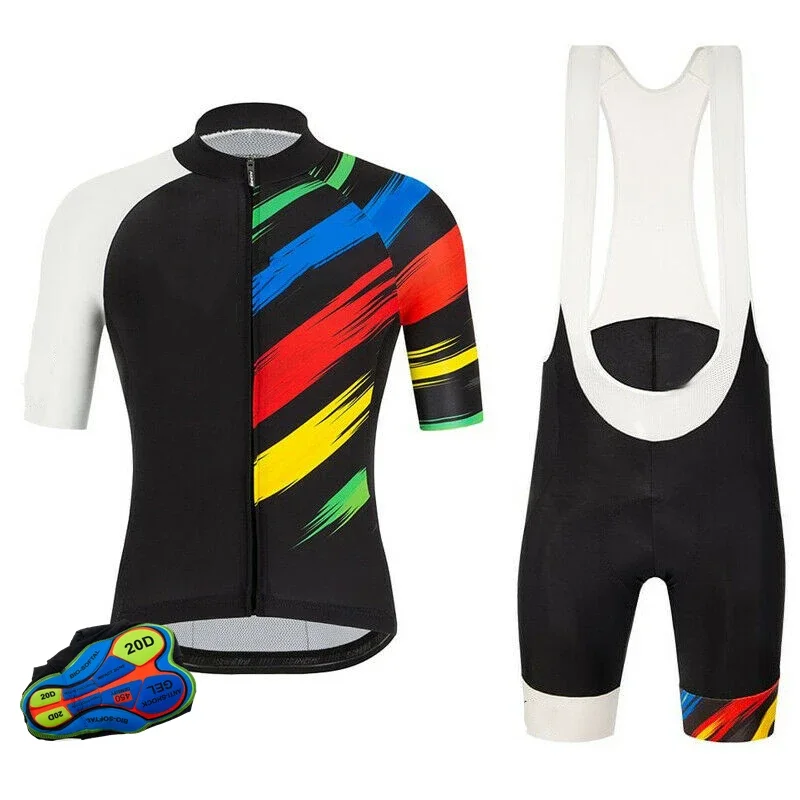 Men Team Sets Softness Antiskid Short Sleeve Suits Racing Sportswear Bicycle Clothes Mountain Bike Jerseys With Bib-shorts For