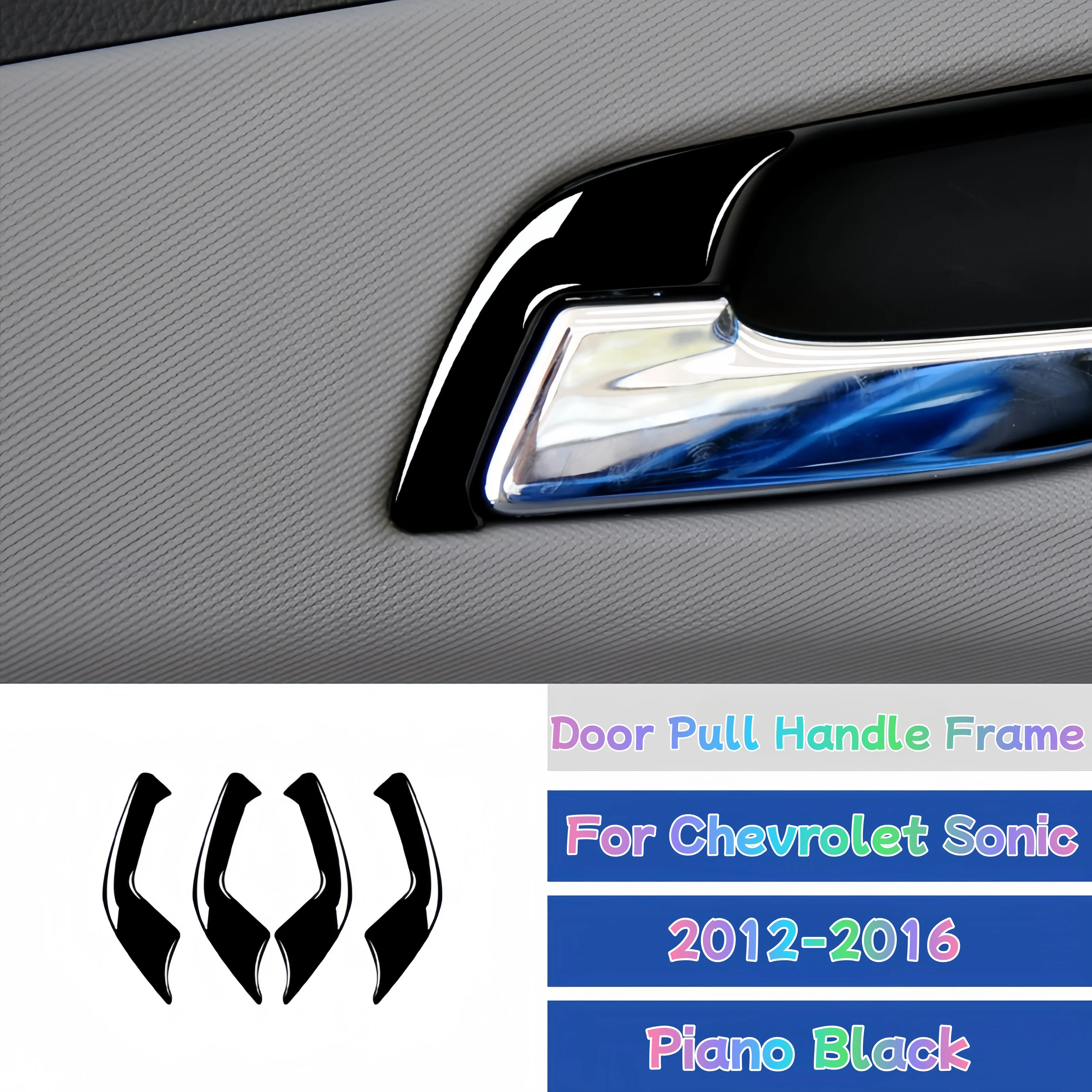 For Chevrolet Sonic 2012-2016 Piano Black Interior Car Inner Door Handle Decoration Cover Trim Sticker Accesorios Para Carro