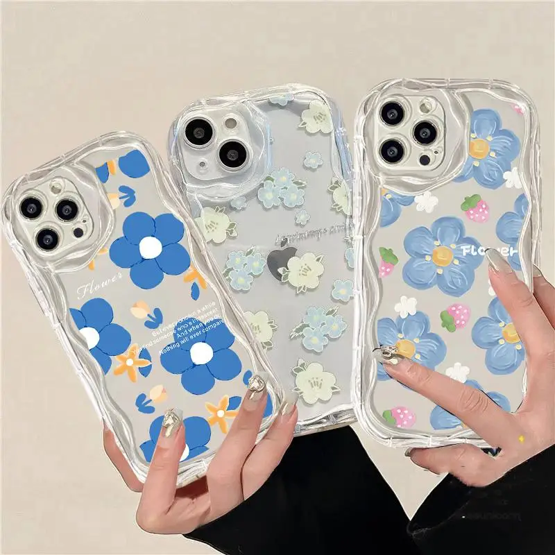 Blue Flower Strawberry Case for Xiaomi Redmi Note 13 Pro 5G 12 4G 8 11 10 13 Pro Plus 12S Redmi 12 13C 12C 9A 9 A1 A2 A3 Cover