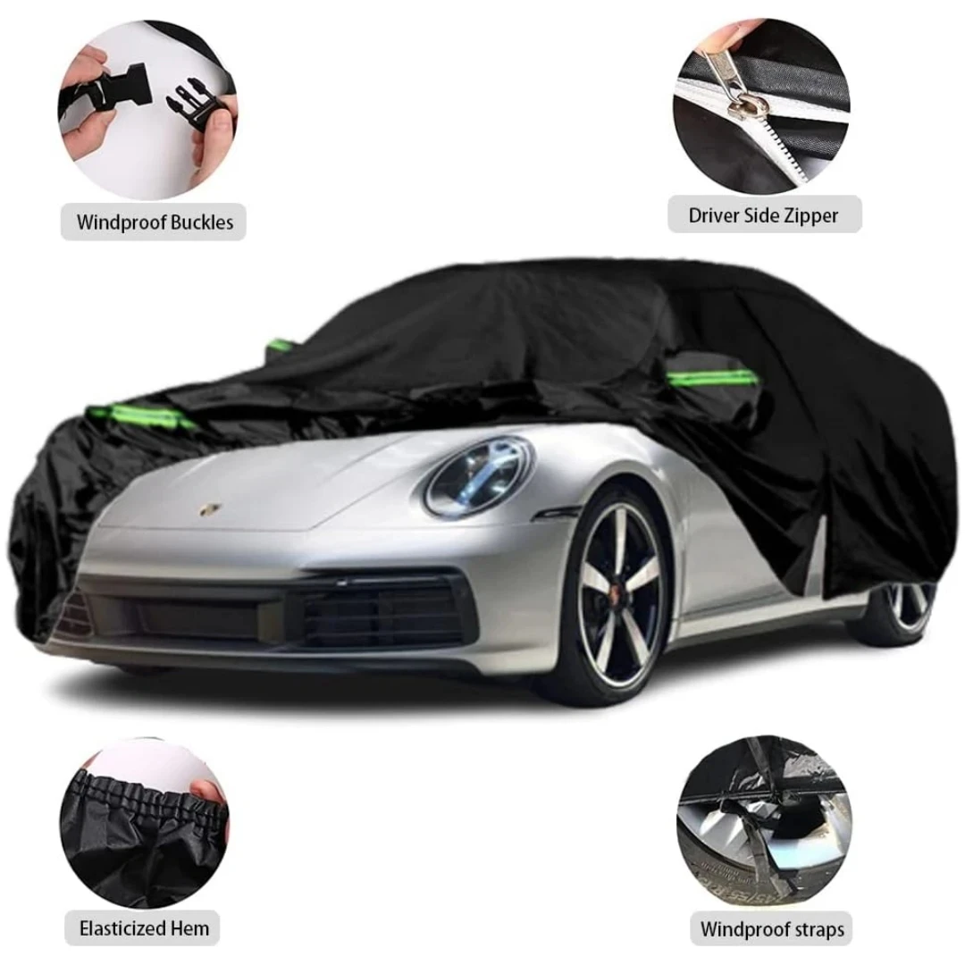 Waterproof Car Covers with 2004-2023 Porsche 911 (992/996/997 Series) Turbo/Carrera with Zipper Door for Snowproof UV Windproof