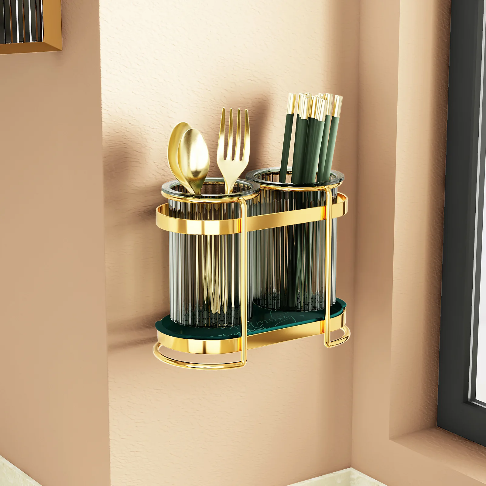 Luxury Chopstick Storage Holder Cutlery Drain Rack Kitchen Tableware Organizer Box for Spoon Forks - Elegant Dinnerware Stand