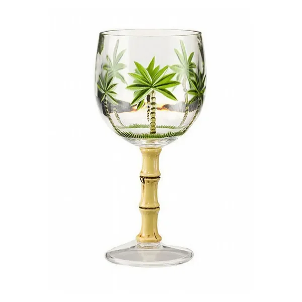 

Palm Tree Plastic Wine Glasses Set of 4, BPA Free Acrylic, 16oz Unbreakable