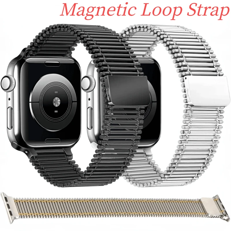

Metal Magnetic Loop Strap For Apple Watch Band Ultra 49mm 45mm 44mm 42mm 41mm 40mm Link Bracelet iWatch Series 8 7 6 5 4 SE Belt