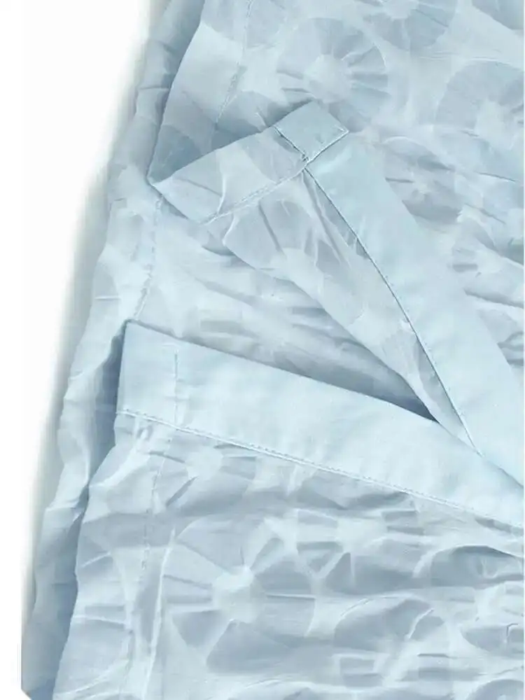 Abito da donna midi con stampa a cerchio blu impiombato di grandi dimensioni Nuovo bavero manica corta moda marea primavera estate