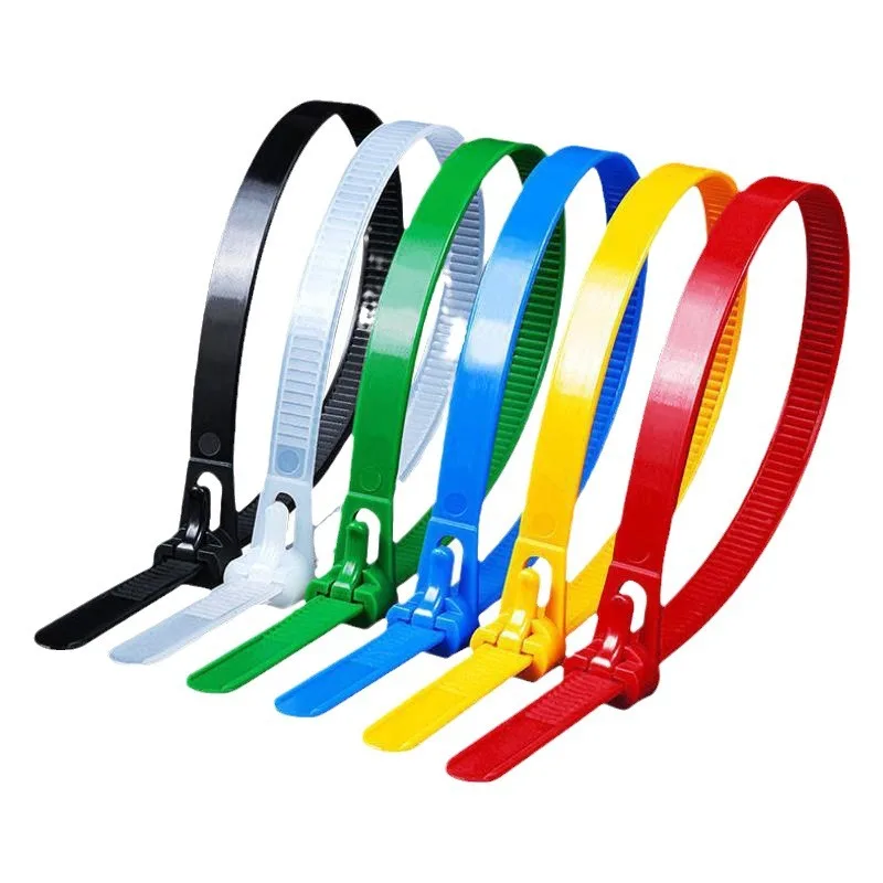 

100pcs Reusable Cable Ties Cable Lock Loop Nylon Ties Removable Recyclable Black White Plastic Wrap Straps Ties Slipknot Loose