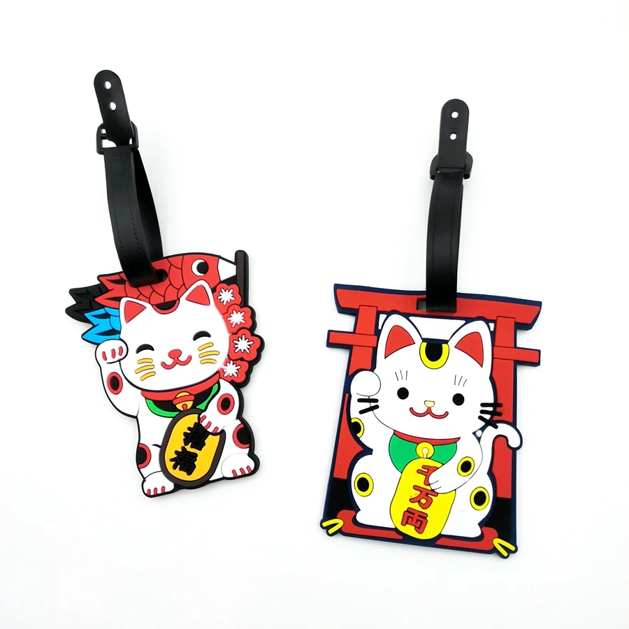 1 قطعة/2 قطعة/3 قطعة Zhaocai القط الأمتعة علامة قلادة السفر الأساسية المطار الأمتعة مكافحة فقدان معرف علامة اسم الأمتعة للجنسين