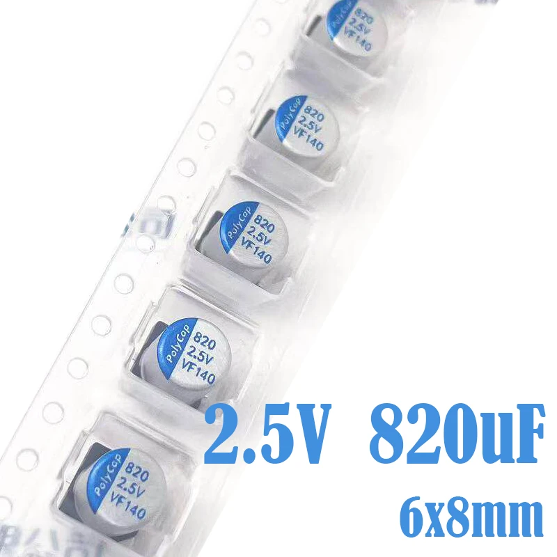 (10-100pcs) 2.5V820UF 6mmX8mm SMD Solid state capacitor/solid polymer capacitor 820uf 2.5V