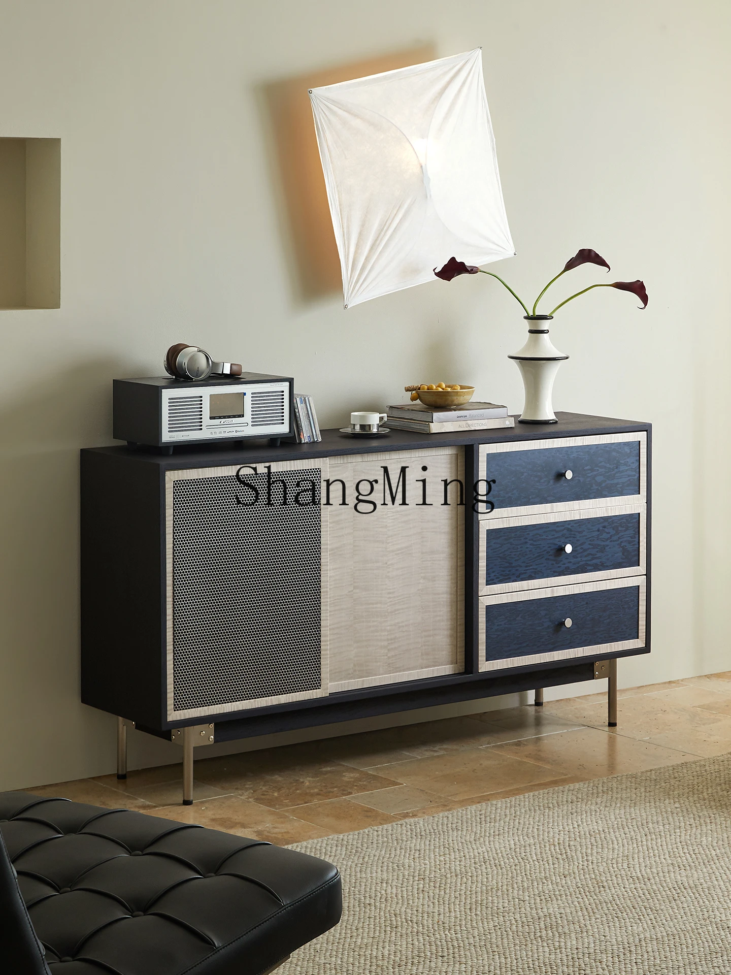 

CL solid wood wall integrated dining side cabinet living room multi-functional storage storage coffee cabinet low cabinet