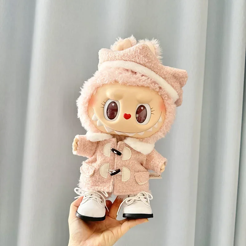 For 38 CM LABUBU/MOKOKO vinyl plush doll spring wild summer autumn and winter tweed coat set for labubu outfit decoration