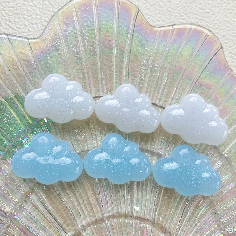 10Pcs  Kawaii Bright Surface Cloud Resin DIY Shoes Hat Icebox Barrette Mobile Phone Case Scrapbook Cream Glue Flat Back Resin