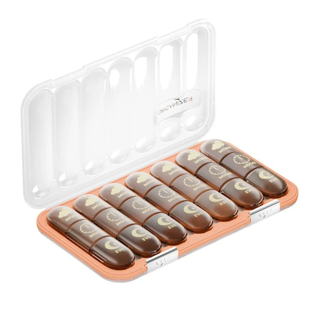 

21 /28 Compartments Pill Organizer Separate Grid 3/4 Times-a-Day Weekly Pill Box Large Capacity Reusable Daily Pill Case