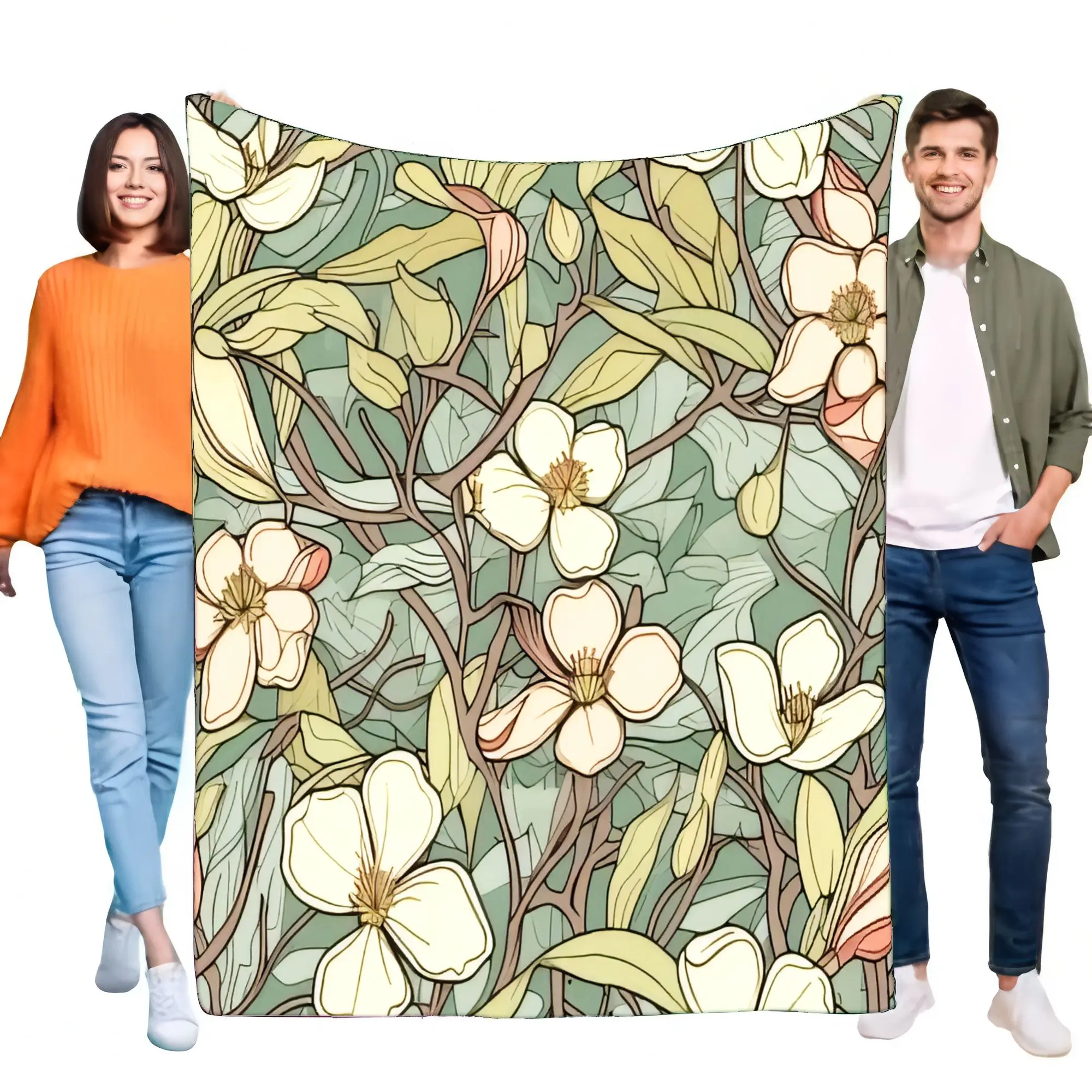 花柄ブランケット ソフトで心地よいスロー ベッドやソファ用 軽量 ホームデコレーション あらゆる年齢層に最適な誕生日プレゼント