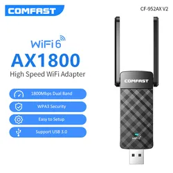 Comfast-adaptador com wi-fi 6, usb 3.0, 5ghz, antena, para pc, dongle ethernet, ax900, placa de rede