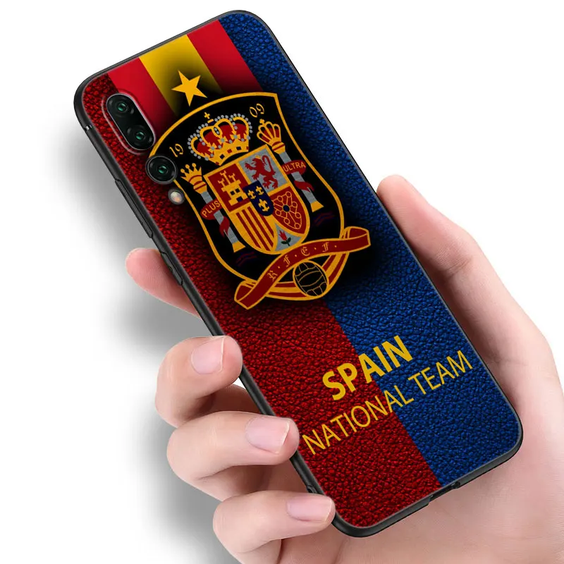 Spain National Flags Black Phone Case For Huawei P10 P20 P30 P40 Lite P50 P60 Art P50E P Smart Z 2018 2020 2021 Pro 2019