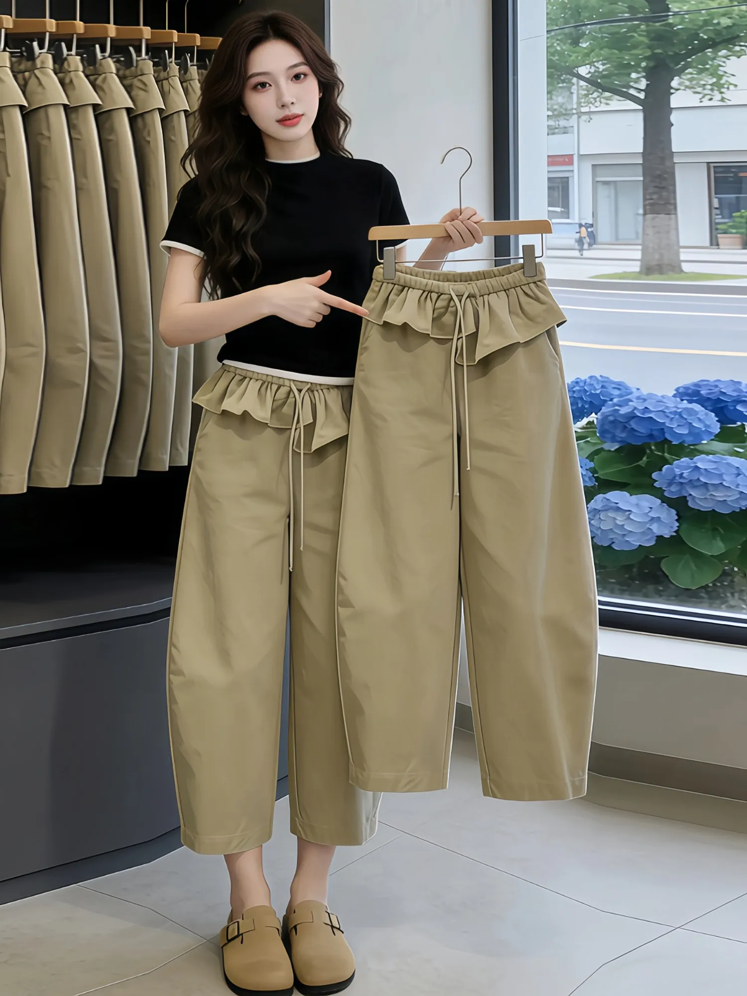 

Unique Casual Summer Outfit Women's Short Sleeve T-Shirt And High Waist Pants Set Pure Color Comfortable Breathable Fashion