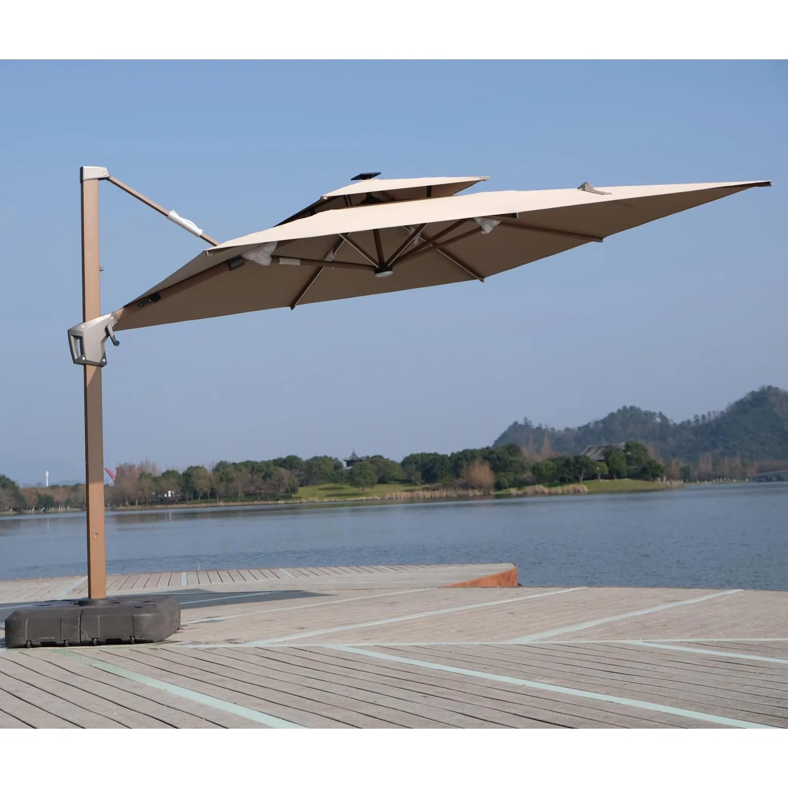 

Big 3.5m High End Patio Outdoor square Night Lighting LED Garden Parasol Umbrella With Led Light