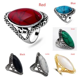 6 Colors Vintage Bohemian Style Oval Rings for Women Finger Ring  Engagement & Wedding Bridal Band Jewelry Ring Size 6 -11