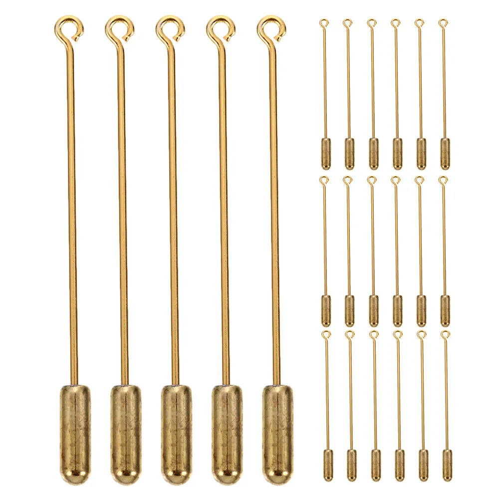 30Pcs Copper Brooch Finding Pins 70Mm Long Needle Sturdy Eye Pins for DIY Jewelry Hat Scarf Lapel Craft Supplies Metal Brooch