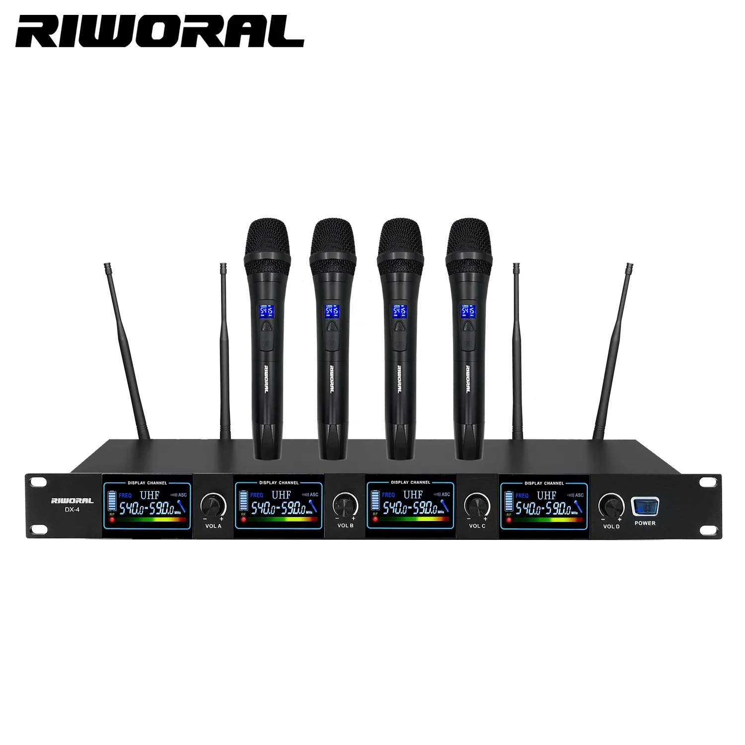 

DX4 4 Channel Professional Mic Wireless Microphone System UHF Cordless For Performance Singing