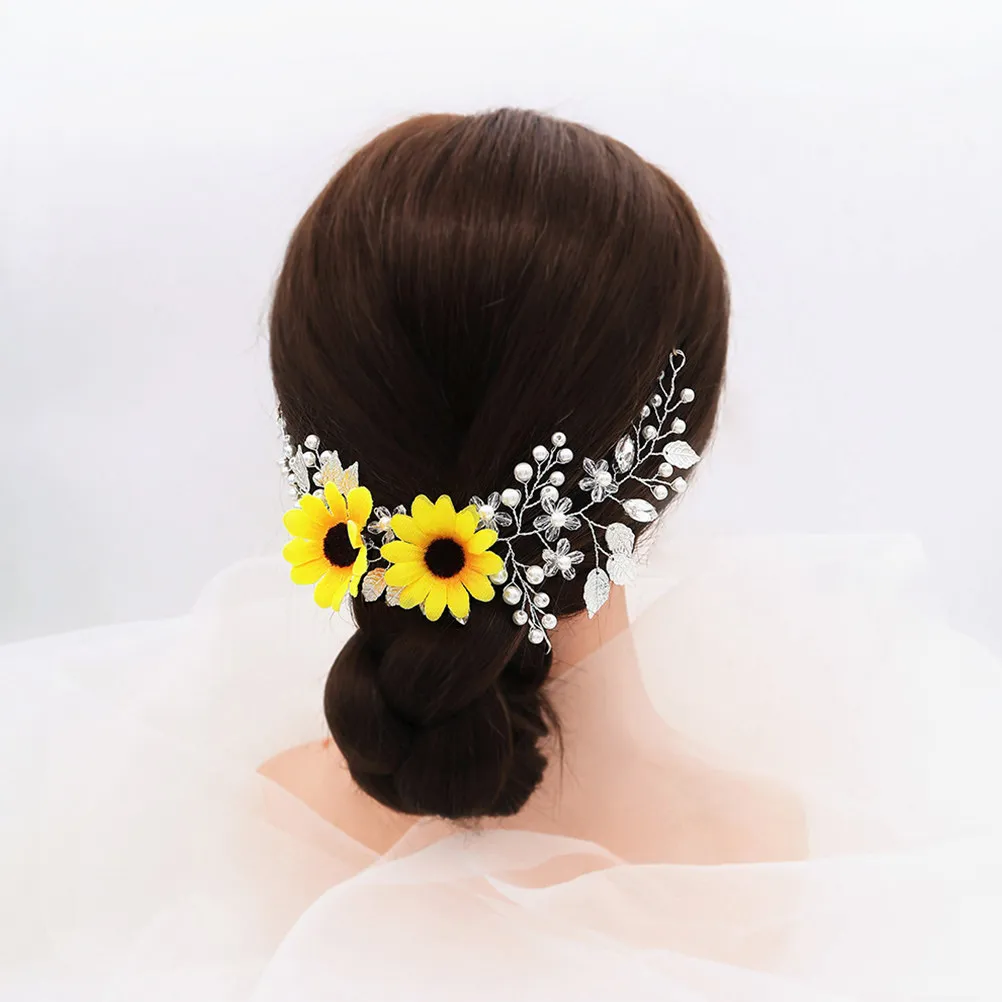 Sunflower Hairband Wedding Party Headdress Bridal Hairband Premium Lightweight Non Slip Comfortable Fit Exquisite Detail